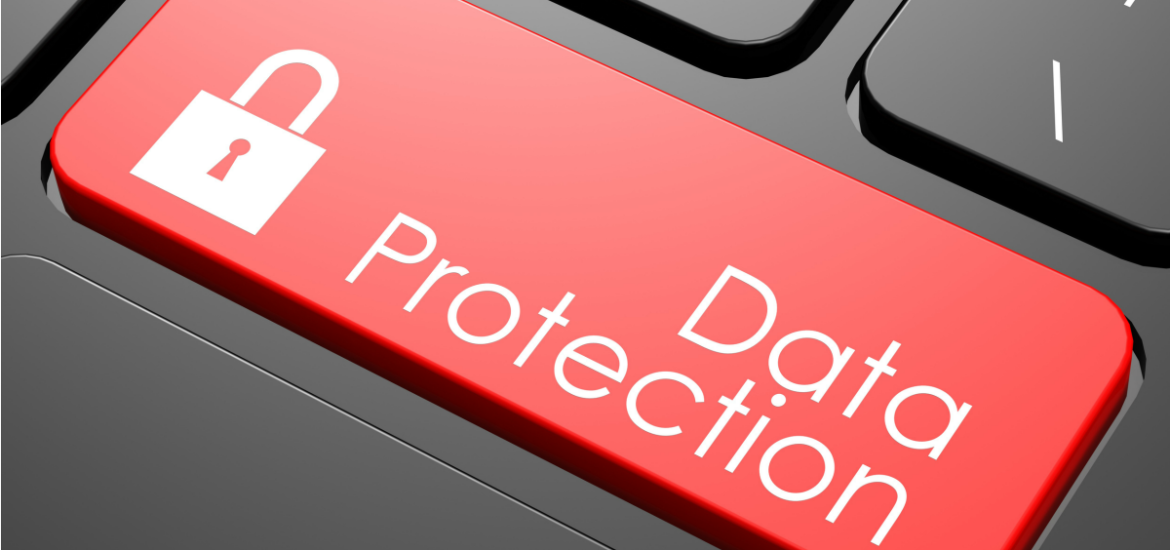 A button on the keyboard with the word Data Protection