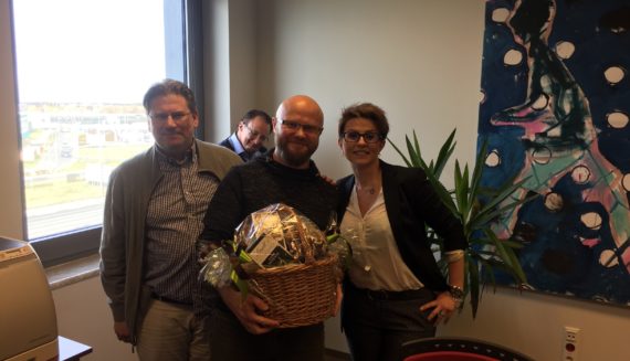 Claus Frank and Monika Martynkiewicz-Frank with Rafał Stróżyk celebrating his 5 years at getsix®