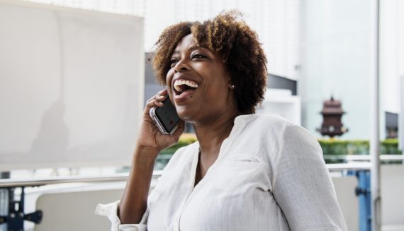 A woman talking on the phone