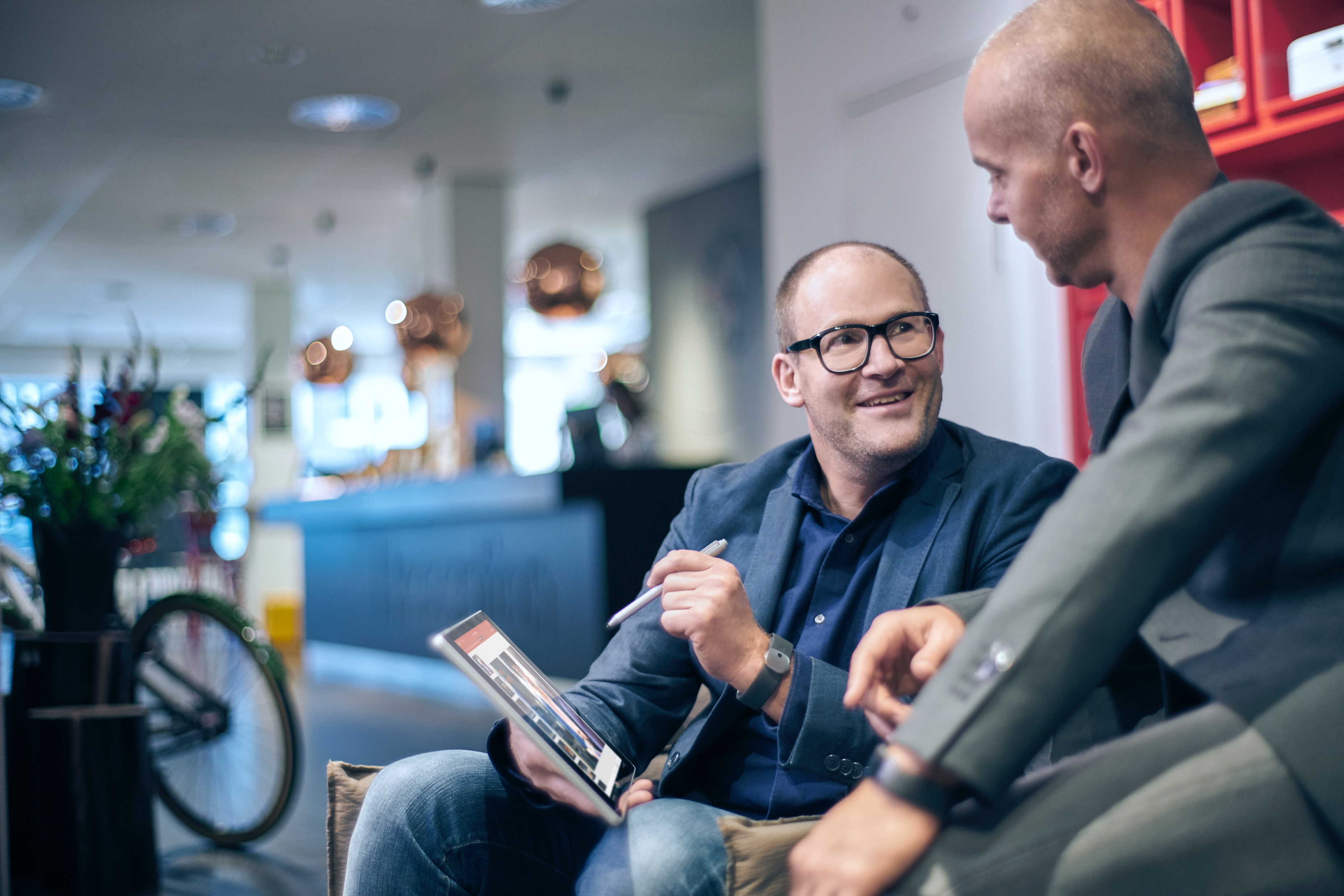 Two businessmen talking