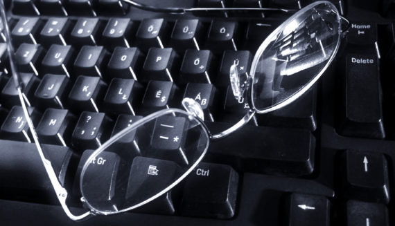 Glasses lying on the keyboard
