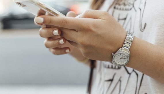 A woman using a smartphone