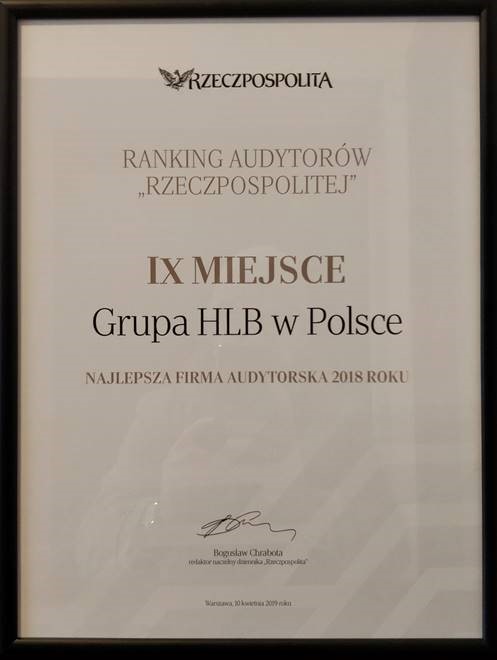 HLB Poland certificate