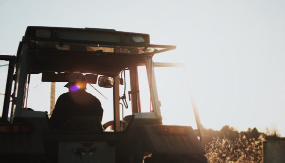 A man on a tractor