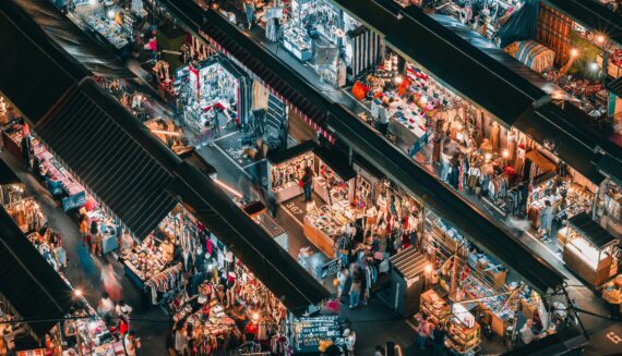 Aerial shot of stalls