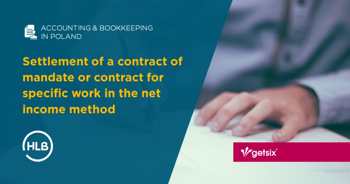 Settlement of a contract of mandate or contract for specific work in the net income method