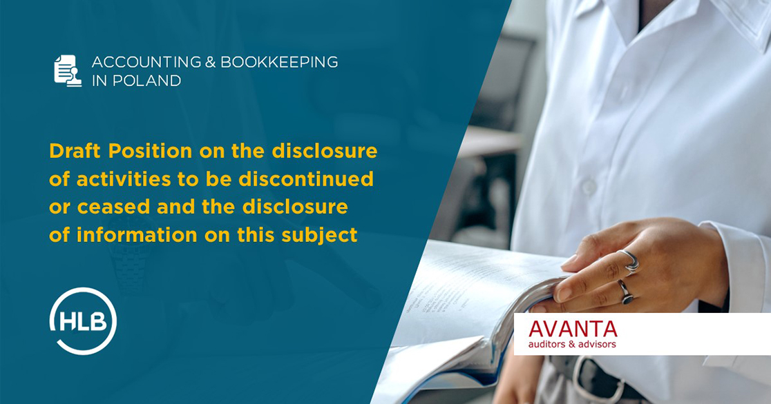 Draft Position on the disclosure of activities to be discontinued or ceased and the disclosure of information on this subject