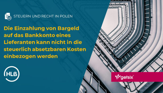 Die Einzahlung von Bargeld auf das Bankkonto eines Lieferanten kann nicht in die steuerlich absetzbaren Kosten einbezogen werden